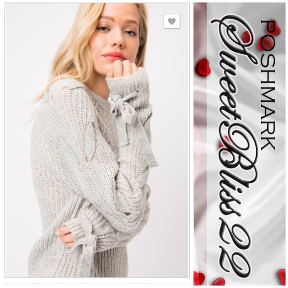 🍁Grey Sweater Braided Sleeves🍁 - Picture 2 of 4